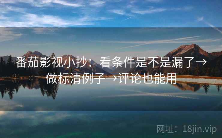 番茄影视小抄：看条件是不是漏了→做标清例子→评论也能用